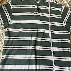 Ralph Lauren Green and White Striped Polo Shirt